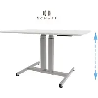 Schaff höhenverstellbarer Schreibtisch Progress | mit Gasfeder | Höhe 64 bis 106 cm | Tischplatte 120x80 cm | Gestell Silber