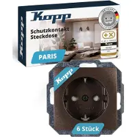 Kopp PARIS Schutzkontaktsteckdosen Palisander-Braun 6 Stück
