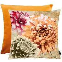 Apelt Dekokissen "Dahlia", orange (orange, pink, beige, geblümt), B:46cm L:46cm, Obermaterial: 100% Polyester, Dekokissen_Sitzkissen_Kissenhüllen, Dekokissen