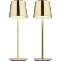 Globo Lighting 2er Set LED Tischleuchte, gold, Metall, Akku, Touchdimmer, H 28 cm