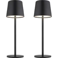Globo Lighting 2er Set LED Außen-Tischleuchte, schwarz, Akku, Touchdimmer, H 28 cm