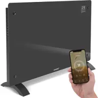 Vonroc Luxury electric heater - Konvektorheizung - Mit Glasscheibe - 1000W/2000W - Beheizt Räume bis zu 24m2 - Gesteuert mit App (über Wifi) oder manuell - Einstellbarer Thermostat und Timer - Grau