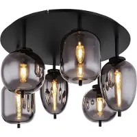 Globo Lighting Deckenleuchte, Rauchglas, schwarz, 6 Flammig, D 65 cm