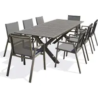 DCB Groupe 8-Sitzer-Garten-Essgruppe aus Quarzaluminium