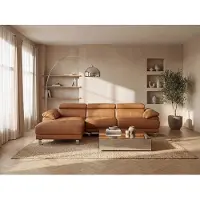 Vente-unique EXCELSIOR II Leder-Ecksofa - Caramel - Linkes Ecksofa