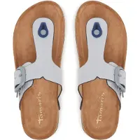 Tamaris Damen Pantolette Zehentrenner mit Tieffußbett vegan 1-27400-46, Größe:37 EU, Farbe:Blau
