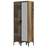 Dmora Kleiderschrank 2 Türen Dpagliuc, Schlafzimmermöbel, Schrank, Garderobe, 80x201h48 cm, Walnuss und Anthrazit