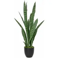 WDMT Kunstpflanze Sansevieria (Bogenhanf) 90 cm hoch – Realistische künstliche Zimmerpflanze – Grün