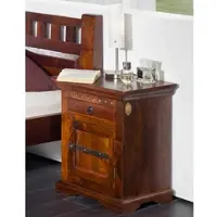 MASSIVMOEBEL24.DE Nachttisch Akazie 45x40x60 nougat lackiert OXFORD #271