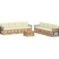 vidaXL Outdoor-Sofagarnitur 9 stk. Weiß und Creme Polyester