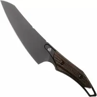 QSP Knife T-Cook QS172-C2, Black Nitro-V, Glow In The Dark Brown Burlap Micarta Fahrtenmesser