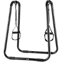 Markenlos Paarafit - Push-Up-Station, Fitness-Ständer, Schlingentrainer, gepolsterte Handläufe, Gummigriffe, Hand- und Fußschlaufen, Tragfähigkeit 120 kg, stabiler Stahlrohrrahmen, schwarz