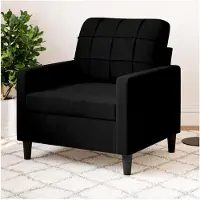 Markenlos Relaxsessel für das Wohnzimmer, Loungesessel mit Metallgestell, Fernsehsessel in Schwarz, 60 cm Samt
