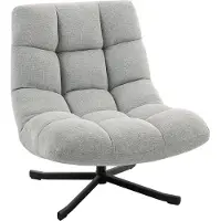 HOMCOM Sessel Drehbar Loungesessel mit Breiter Sitzfläche Chenille-Optik Grau