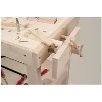 Markenlos Hochwertige Werkbank aus Vollholz, höhenverstellbar von 66 bis 73 cm, Tischgröße 47x69 cm, hohe Standsicherheit, geeignet für Bastler und kleine Handwerker, Geschenkidee