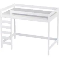 Lukdom Kinder Hochbett 70x140 Lukas weiß, Höhe 160 cm mit Matratze und Lattenrost