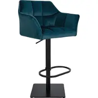 DELUKE Barhocker SIHAR - Samt Grün 64x45x88 cm Schwarz | Barstuhl Höhenverstellbar Mit Lehne Drehbar Tresenhocker Tresenstuhl Kneipenhocker Kneipenstuhl