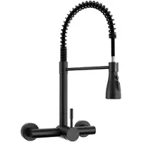 OEM Schwarze matte Küchenarmatur mit 3 Heizsorten und 360° Drehbarkeit - Starker gebogener Armatur für die Küche, hoher Druck, 45cm Höhe
