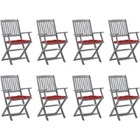vidaXL Design Klappbare Gartenstühle 8 Stk. mit Kissen Massivholz Akazie, Gartenstühle 2024 Neu