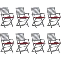 vidaXL Design Klappbare Gartenstühle 8 Stk. mit Kissen Massivholz Akazie, Gartenstühle 2024 Neu