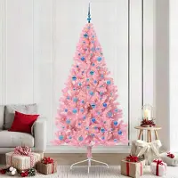vidaXL "Schlussverkauf" Künstlicher vorbeleuchteter Weihnachtsbaum(1 pc) - Kunstbaum/Tannenbaum - Rosa 240 cm PVC C7837