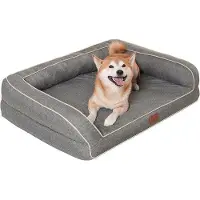 OEM Wasserdichtes Hundebett - Mittelgröße - 686 x 508 x 178 cm - Grau mit abnehmbarem Baumwollbezug - Waschbar - Eiformiges Schaumkissen