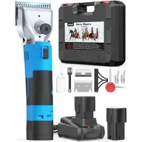 Oneisall Anisall Schafschere 2 Batterien professionelle Pferdschneider dicke und verfilzte Haare, drahtlose Clippers Pferde 2400 U/min/min leistungsfähigem Mot