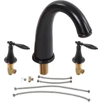OEM Altein, doppelgriff Badewannenarmatur - 3 Löcher, vollständig kupferne Badezimmerarmatur (schwarz, warm und kalt Wasser)