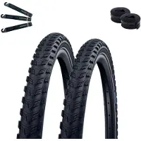 Bike-parts 2 x Schwalbe Marathon 365 Fahrradreifen GreenGuard ADDIX 365 E-50 Schwarz+Reflex 37-622 (28 x 1.40") + 2 x Schwalbe Schläuche DV17 inkl. maxxi4you Reifenheber