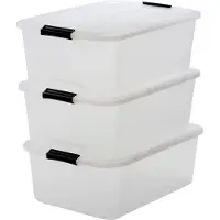 Markenlos Aufbewahrungsboxen Set 3 Stück, 30L, Stapelbar - Transparent