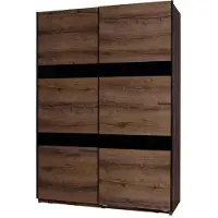 Beautysofa | Kleiderschrank DEVON Schrank mit Türen, Schiebentürenschrank ohne Spiegel Eiche Monastery und Schwarz Hochglanz