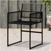 Markenlos Gartenstühle, 4 Stück, schwarz aus Polyrattan für den Außenbereich