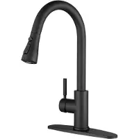 OEM Edelstahl-Küchenarmatur mit Drehkopf, 360-Grad-Umdrehbarkeit, 60 cm Kalt- und Warmwasserdüse, Hochdruckregler, Einhand-Wassermengenregler (schwarz)