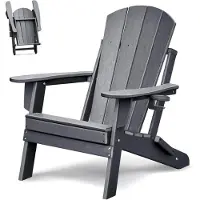 Markenlos Klappbarer Adirondack-Stuhl mit Getränkehalter aus Kunststoff, wetterfester Gartenstuhl für Terrasse und Garten