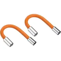 OEM Zwei Schaumrohrverlängerungen, Armaturverlängerung, Badewannenabflussrohr, flexibler Wasserhahnverlängerungsrohr, 20 cm Oranger Adapter