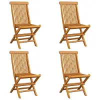 vidaXL Möbel Gartenstühle mit Weinroten Kissen 4 Stk. Massivholz Teak - Gartensessel 3062592