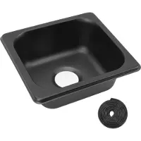 OEM Kamperspülwanne - Stahlgefertigte Einbauspülwanne - Waschbecken für Zelte und Boote - Schwarz