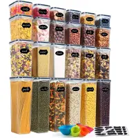 OEM BPA-freies, luftdichtes, 24-teiliges Plastik-Verpackungssystem mit Deckeln, für Trocken Lebensmittel, Getreide, Mehl und Zucker