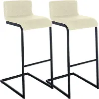 CLP 2er Set Barhocker Newport mit schwarzen Edelstahlgestellen und Fußstützen creme Material Stoff