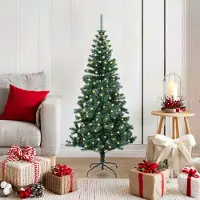 vidaXL Eleganten-Stil Künstlicher vorbeleuchteter Weihnachtsbaum Grün 120 cm PVC,Künstliche Weihnachtsbäume DE372233