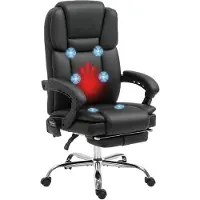 Vinsetto Bürostuhl mit Massagefunktion PC-Stuhl mit Heiz-, Liegefunktion Schwarz