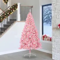vidaXL Hochwertigen Möbel Künstlicher vorbeleuchteter Weihnachtsbaum Rosa 240 cm PVC - 2346145