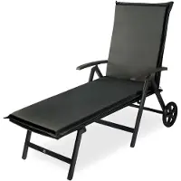 Markenlos Liegenauflage für Sonnenliege 190 x 60 - Polster für Gartenliege 9 cm dick - Wasserdichte Polsterauflagen für Liegen im Freien - Kissen für Liegestuhl und Gartenmöbel - Anthrazit