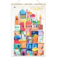 OEM Herbruikbare Ramadan adventskalender mit 30 Taschen | Multicolor Eid Dekoration | Ramadan Zähler aufknöpfer Kalender | 10 x 10 cm - Ramadan Mubarak