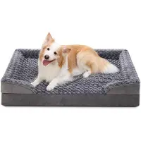 OEM XL-Plus-Hundebett für große Hunde, orthopädisch, abnehmbar und waschbar, mit Armlehnen, wasserdichter Unterlage, Hundekissen, Hundebank, antislip Boden, Grau