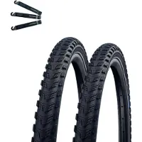 Bike-parts 2 x Schwalbe Marathon 365 Fahrradreifen Performance GreenGuard ADDIX 4SEASON Schwarz+Reflex 40-406 (20 x 1.50") inkl. maxxi4you Reifenheber