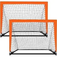 OEM 2er-Pack 120cm x 90cm tragbares Kinderfußballtor für Garten, Innen und Außen, faltenbares Fußballtor, Orange