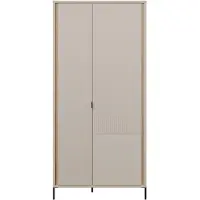 Forte Furniture24 Kleiderschrank Seravel Svls821R-Q112 2-Türig Mit Kleiderstange Und Einlegeböden - Beige