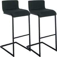 CLP 2er Set Barhocker Newport mit schwarzen Edelstahlgestellen und Fußstützen | Farbe dunkelgrau Material Stoff