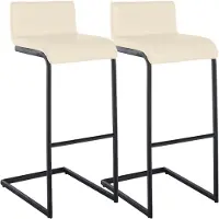 CLP 2er Set Barhocker Newport mit schwarzen Edelstahlgestellen und Fußstützen | Farbe creme Material Kunstleder